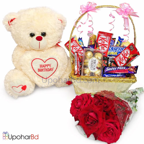 Chocolate basket with teddy bear